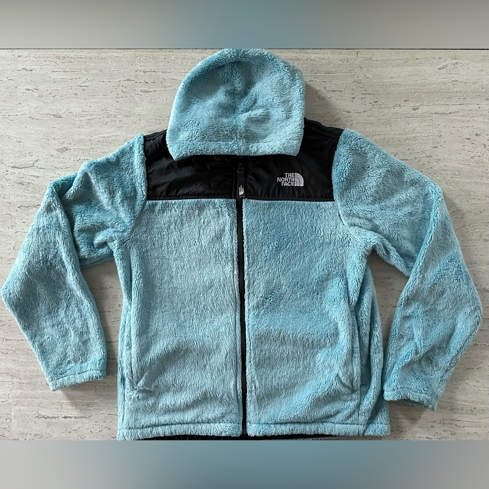 The North Face Kid’s Fleece Oso Hoodie Full Zip in Windmill Blue, Size 14/16 L